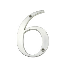 HASWARE House Number Sign 4 inch Modern Door Numbers Signage Plaque Street Home Address Numerals Zinc Alloy (6 Silver)