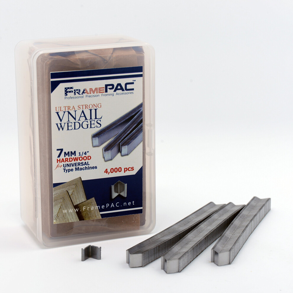 Framepac V Nails For Picture Frames Hardwood Universal (Uni) 7Mm (1/4 Inch) [4000 V-Nail Pack Stacked] - (For Use In Automatic V Nailer For Picture F 638632361406