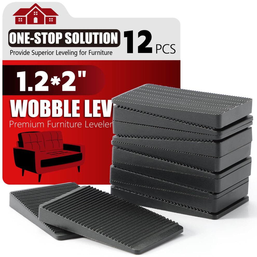 Furniture Leveler 12Pcs Kit Size Variety | Multi-Purpose Rubber Shim For Leveling Feet Stable | Anti-Wobble Pad For Uneven Table Dresser Leg Toliet 603134798326