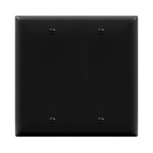 ENERLITES Double Blank Device Wall Plate  Gloss Finish  Standard Size 2-Gang 4.50"""" x 4.57""""  Polycarbonate Thermoplastic  8802-BK  Black