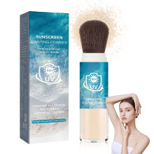 Mineral Face Sunscreen Setting Powder Lasting Oil Control Letv?gts Powder Solcreme med SPF50+ L?s Vandt?t b?rste p? Sun Screen Makeup til alle hu