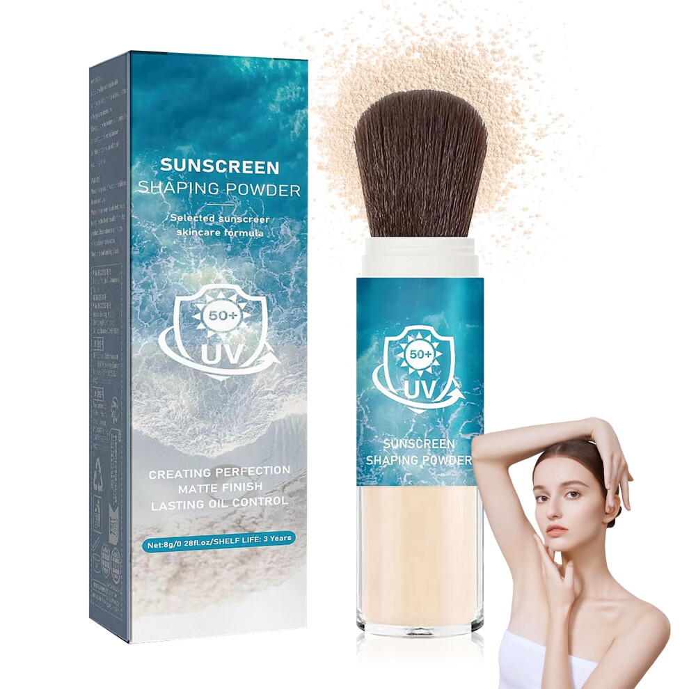 Duozeng Mineral Face Sunscreen Setting Powder Lasting Oil Control Lightweight Powder Sunscreen With Spf50+ Loose Waterproof Brush On Sun Screen Makeup For All