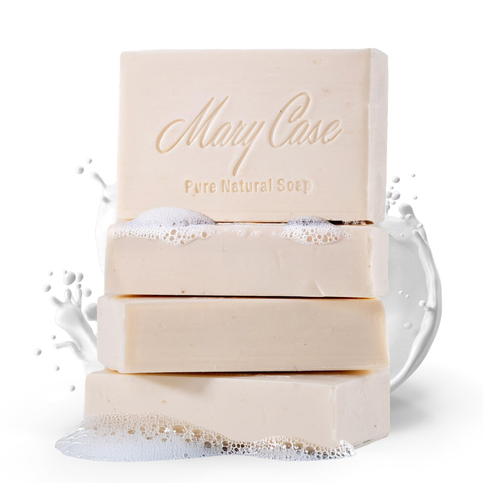 Mary Case All Natural Bar Soap for Men & Women (Set of 4) - Goat Milk Body Soap Bars with Olive and Coconut Oils - Bath Soaps for Deep Moisturizing an