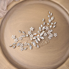 JWICOS Flower Girls Gouden Hoofddeksel Haar Kam Parel Kristal Strass Haaraccessoires voor Verjaardagsfeestjes Bruiloft (Goud)