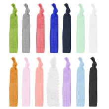 Mandala Crafts Elastic Ribbon Hair Ties for Women Girls - 100 Knotted Elastic Ponytail Holders - Fold-Over Fabric Bracelet Hair Bands No Crease Hair