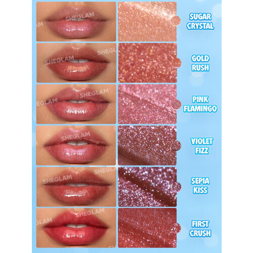 SHEGLAM Pout-Perfect Moisturizing Solid Lip Gloss Shimmer Lip Plumper – Gold Rush 2