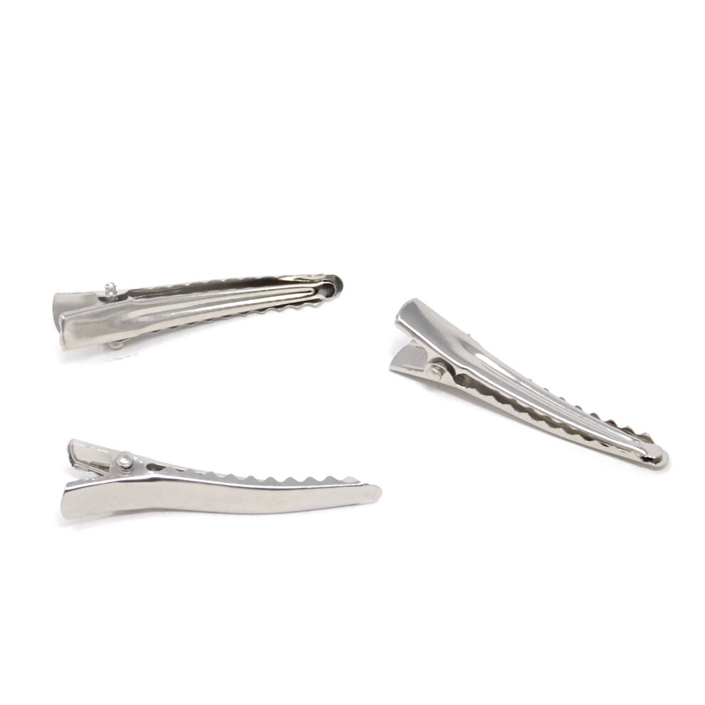 Honbay 50Pcs Silver Tone Metal Alligator Hair Clips For Diy Crafts Or Diy Hair Accessories (4.5Cm/1.77Inch)