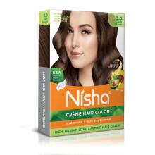 Nisha Creme Hair Color Pack of 1 Dark Brown Beautiful Color Permanent Hair Dye Long-Lasting High-Definition Color Shine & Silky Softness Permanent H