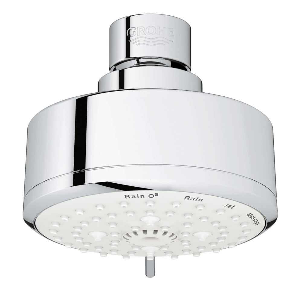 GROHE 26043001 Tempesta Cosmopolitan Fixed 4-Setting Shower Head  Rain O2 Rain Massage Jet Settings  Starlight Chrome