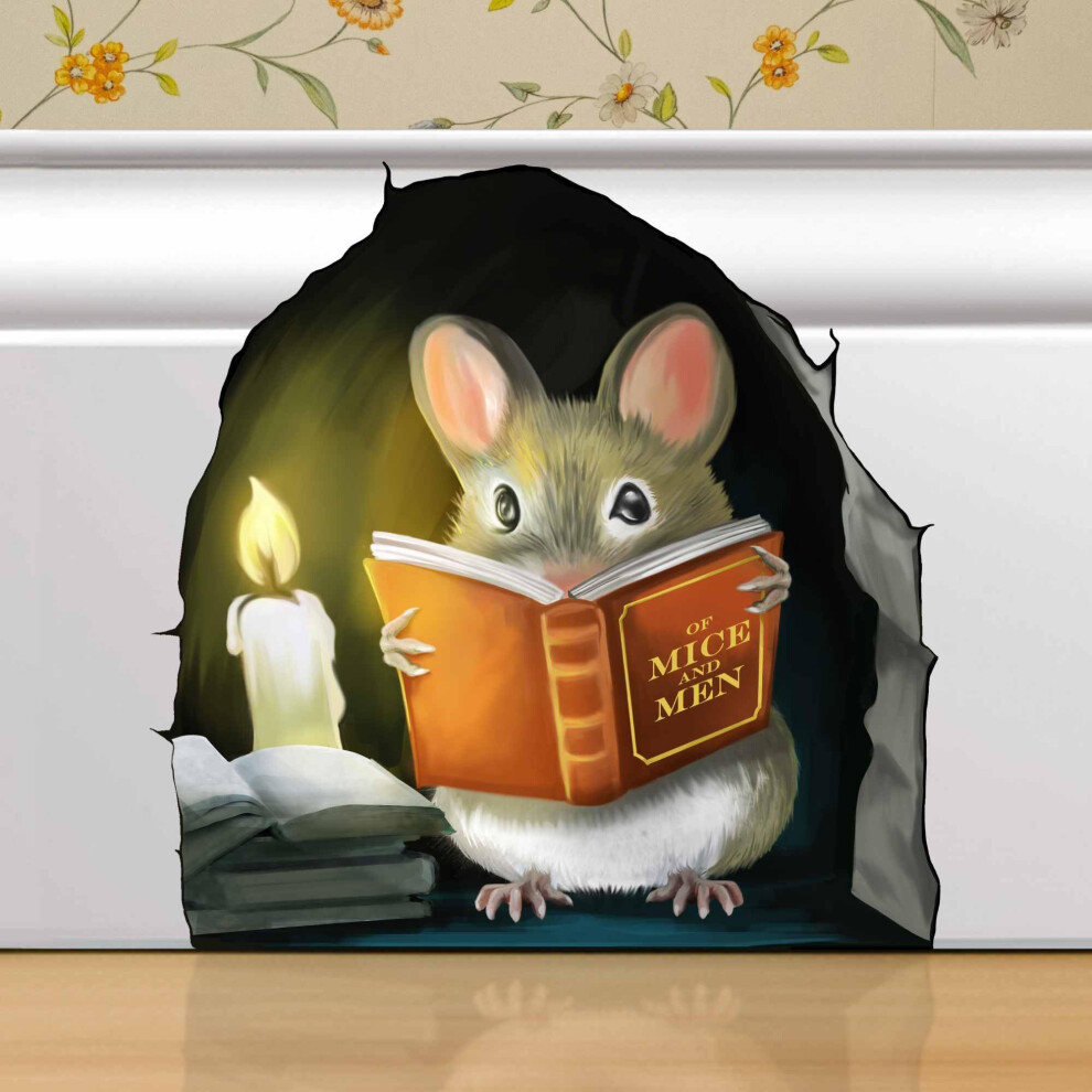 Mouse Reading Book Wall Decor Sticker Decal Kids Room Classroom Home Bedroom Bookcase Book Lover Of Mice And Men Children Adorable (Mouse R Micesterpiece