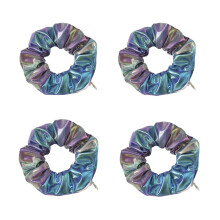 Otyou PU Leather or Cloth Pocket Scrunchies with Zipper Stash - Hair Ties for Jewelry Keys Purse Cheer Parties Festivals Cosplay Shows Bobbles