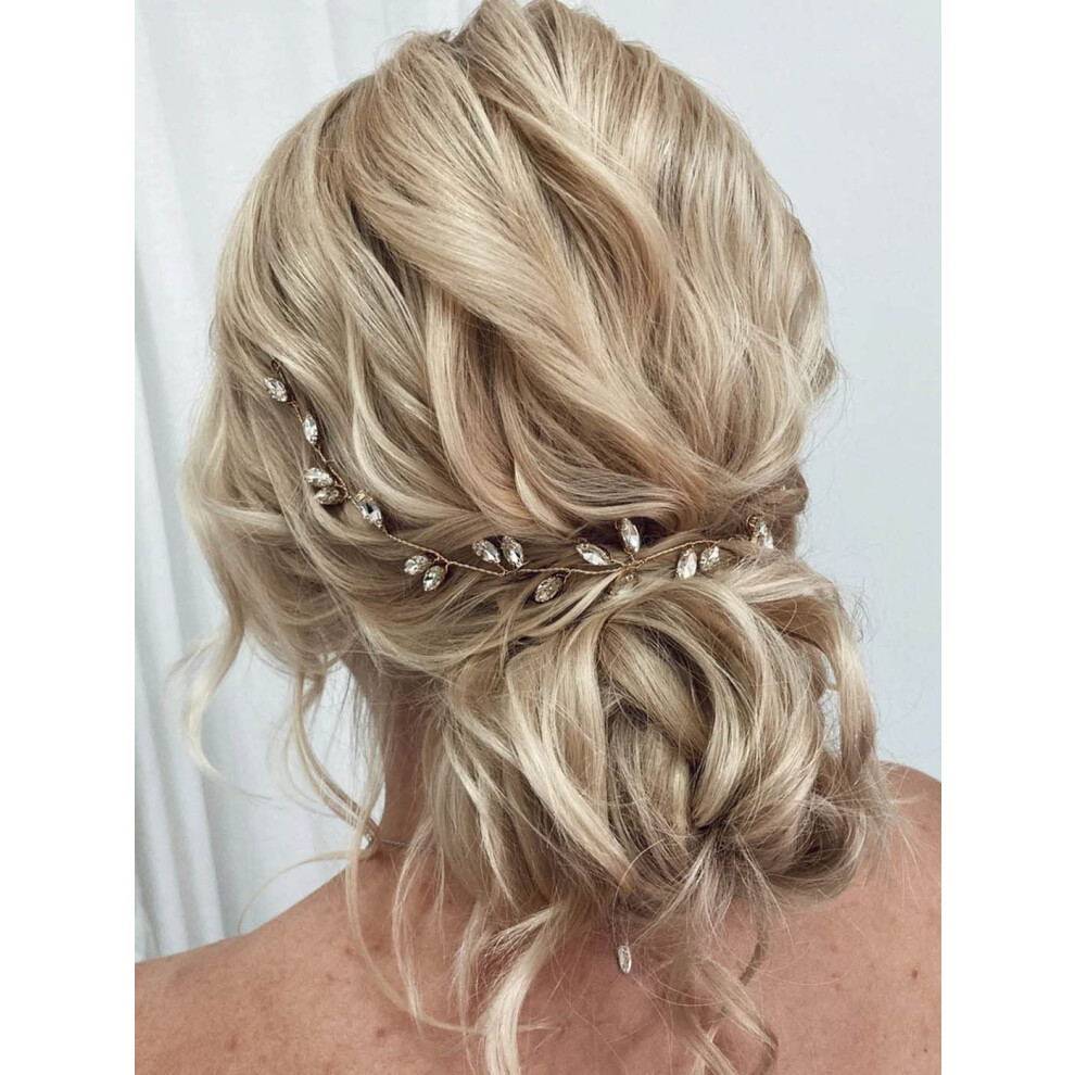 Jeairts Bride Rhinestone Wedding Hair Vine Glitter Crystal Headpiece Bridal Hair Accessories For Women(A-Silver)