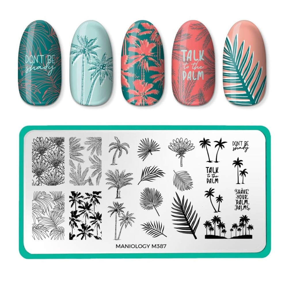 ?A???????A Maniology Shake Your Palm Fronds Nail Stamping Plate Tropical And Beach Vibes Nail Art Summer Manicures