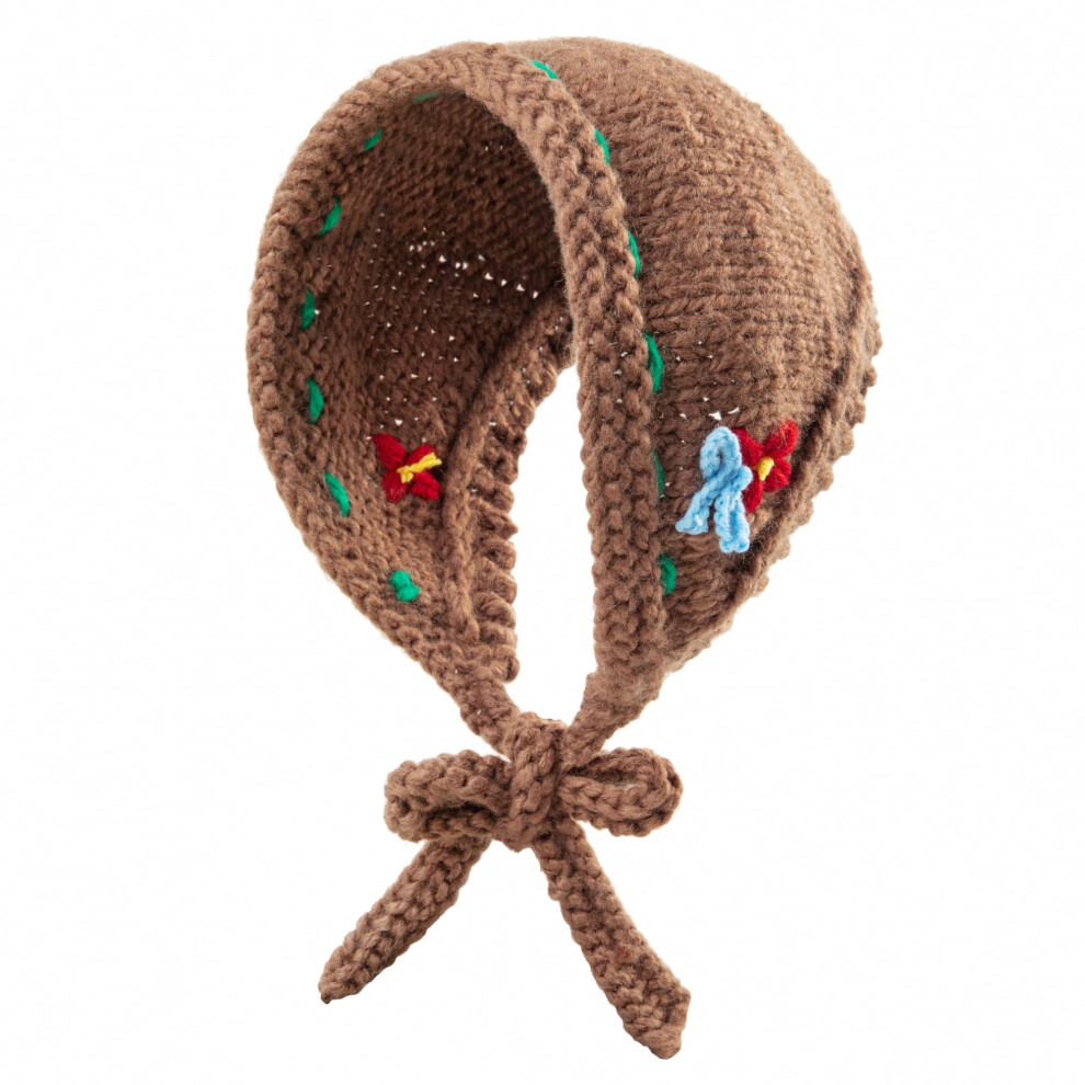 Foulard triangulaire OSOPLAY en fil de coton pur fait main pour femme, motif floral unique, accessoire de mode l   ger et confortable (marron)