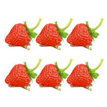 6 stuks rode schattige aardbei haarspeldjes schattige haarspeld realistische aardbei haarspeldjes meisje haarspeldjes fruit haarspeldjes aardbei clip