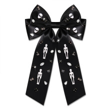 Vokone Halloween hrrosetter fr flickor Kvinnor Spklika skelett Ghost Hair rosetter Clip Jewel Crystal Halloween Bow Barrette Hrklmma Hallowe