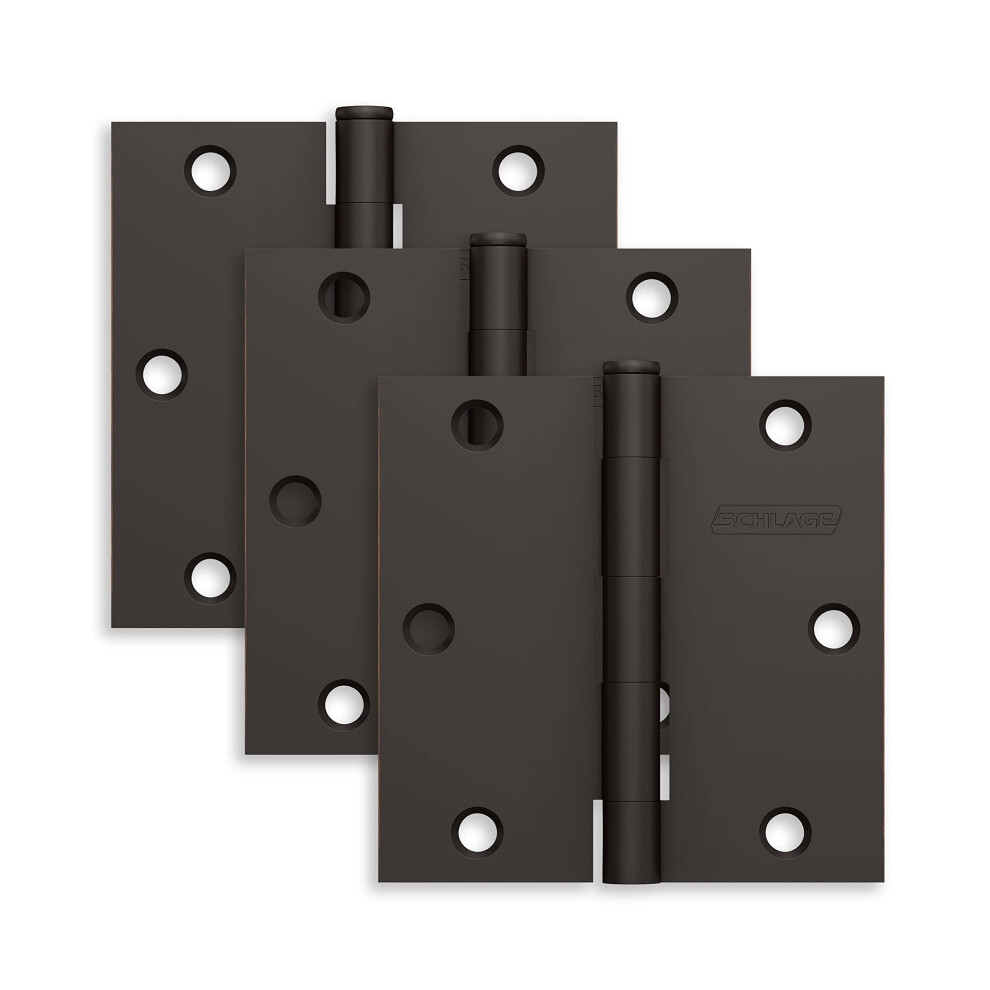 Photos - Other for Repair Schlage 3.5"""" Door Hinge with Square Corner in Aged Bronze  1010F(3-Pack)