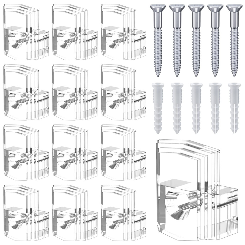 Bagteck Mirror Holder Kit - 22 Crystal Clear Plastic Clips Glass Retainer Clips Hanging Kit With Screws And Fixed Mirror Box Door 789548805246