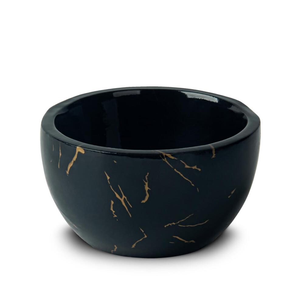 Dgudgu Black/Cream Marbled Shaving Mug - Resin Shave & Soap Bowl - Cup