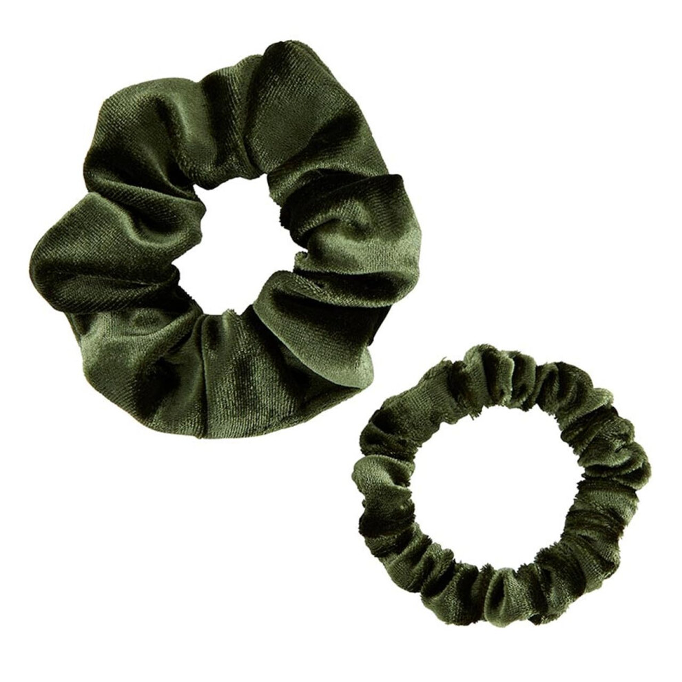 Chouchou Bella anti-n  uds, accessoire d  coratif pour panier-cadeau ou bas de No  l, petit et grand, velours vert   meraude - LOT DE 2