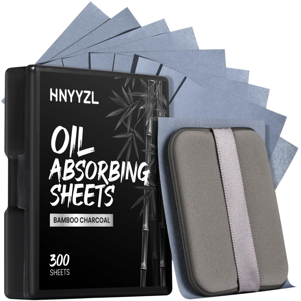 Hnyyzl Blotting Papers For Face 300Pcs Oil Blotting Sheets 1 Portable Box With Mirror & Makeup Puff Makeup Friendly Oily Skin Shine Blotter Oil Face W