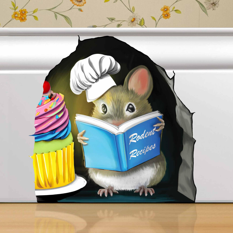 Adorable Pastry Mouse Reading Book Wall Sticker Decal - Kids Room Classroom Home Decor Bookcase Book Lover Gift Children's Bedroom Nursery Cute Micesterpiece