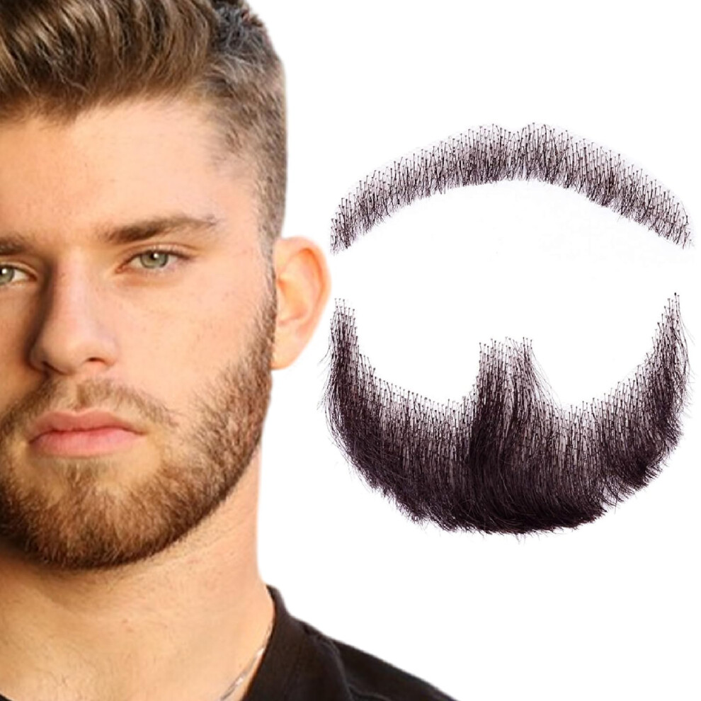 Inftoyco Fake Beard Realistic Mustache Full Hand Tied Goatee Facial Hair Adults Men Makeup Lace Invisible False Beards For Halloween Dressing Entertainment Dra