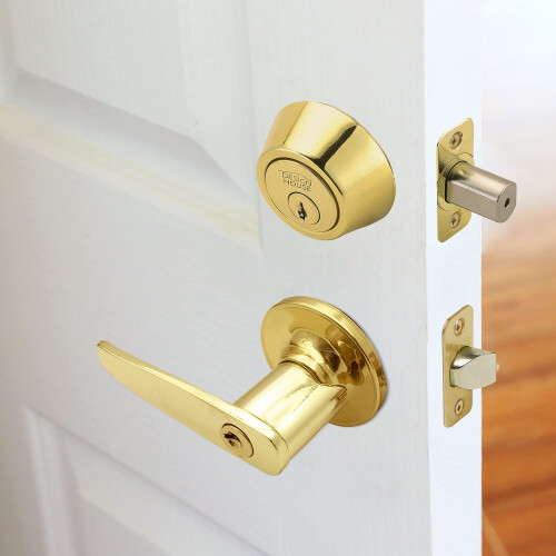 Design House 783217 Universal 6-Way Replacement Deadbolt Latch Polished Brass 2