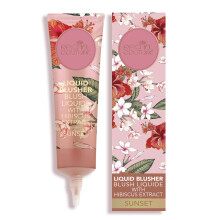Rachel Couture Flüssigrouge für strahlend strahlende Wangen | Vegan und tierversuchsfrei | Mit Hibiskusextrakt angereichert – 0,50 Oz – Sunset