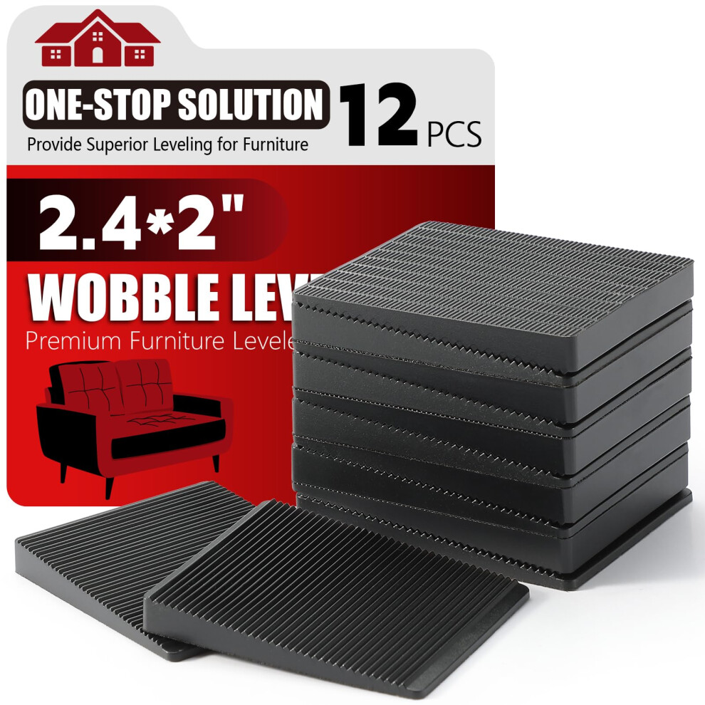 Furniture Leveler 12Pcs Kit Size Variety | Multi-Purpose Rubber Shim For Leveling Feet Stable | Anti-Wobble Pad For Uneven Table Dresser Leg Toliet 603134798364