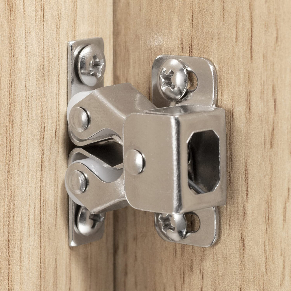 Keenkee 8 Pcs Cabinet Latch Double Roller Catch Hardware For Cupboard Closet Cabinet Door Latches And Catches Nickel 761710526807