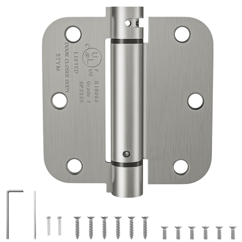 Hosom Self Closing Door Hinges 3.5 Inch Spring Loaded Hinges Adjustable Tension For Interior Door Ul Listed For Left And Right Hand Door 5/8'' Ra 795847919294