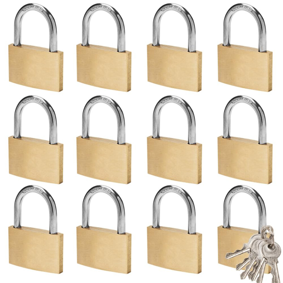 Thin Solid Brass Same Keyed Padlock Keyed Alike Locks-40Mm-12Pack 840062500533