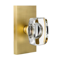 HIEMEY Satin Brass Crystal Glass Dummy Door Knob Interior  Gold Dummy Door Knob for Closet Hall Rectangular Single Side Non-Turning Inactive  2 Pack