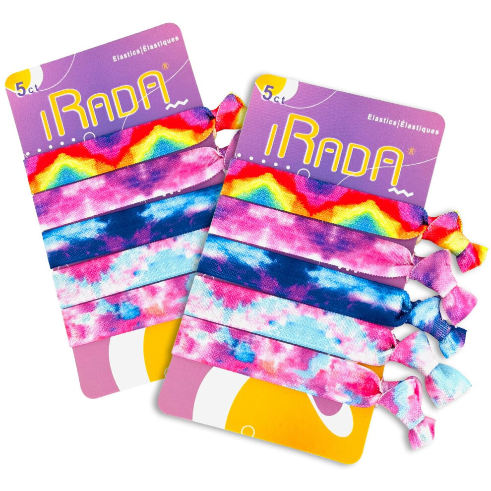 Lot de 10   lastiques    cheveux pour filles et femmes, jolis porte-queue de cheval en ruban, sans danger pour les cheveux nou  s, effet tie-dye
