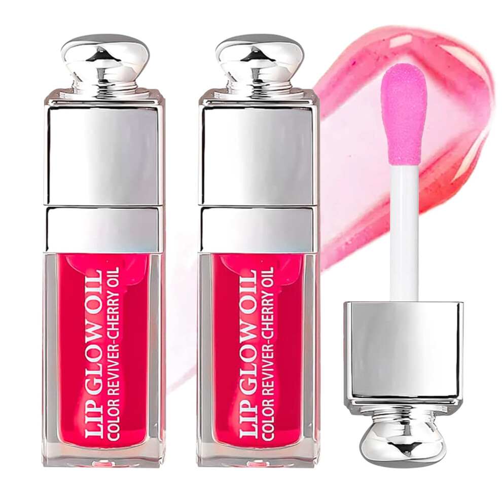 Pppanyidi 2Pcs Hydrating Lip Oil Plumping Lip Gloss Glossy Refreshing Long Lasting Moisturizing Tinted Lip Glow Oil For Lip Care Hydrating No-Sticky