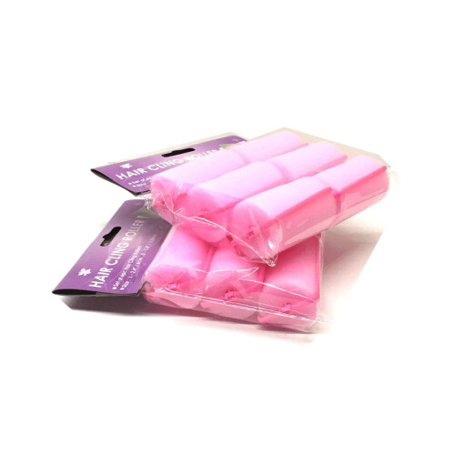 Set van 12 grote roze schuimsponshaarrollers 2