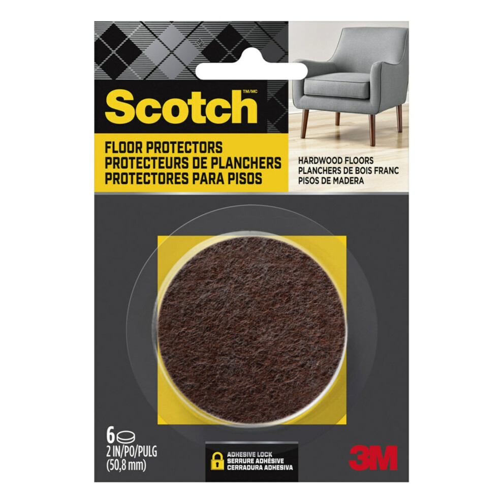 Scotch Felt Furniture Pads 6 PCS Furniture Pads for Hardwood Floors  Round  Brown 2"""" Diameter