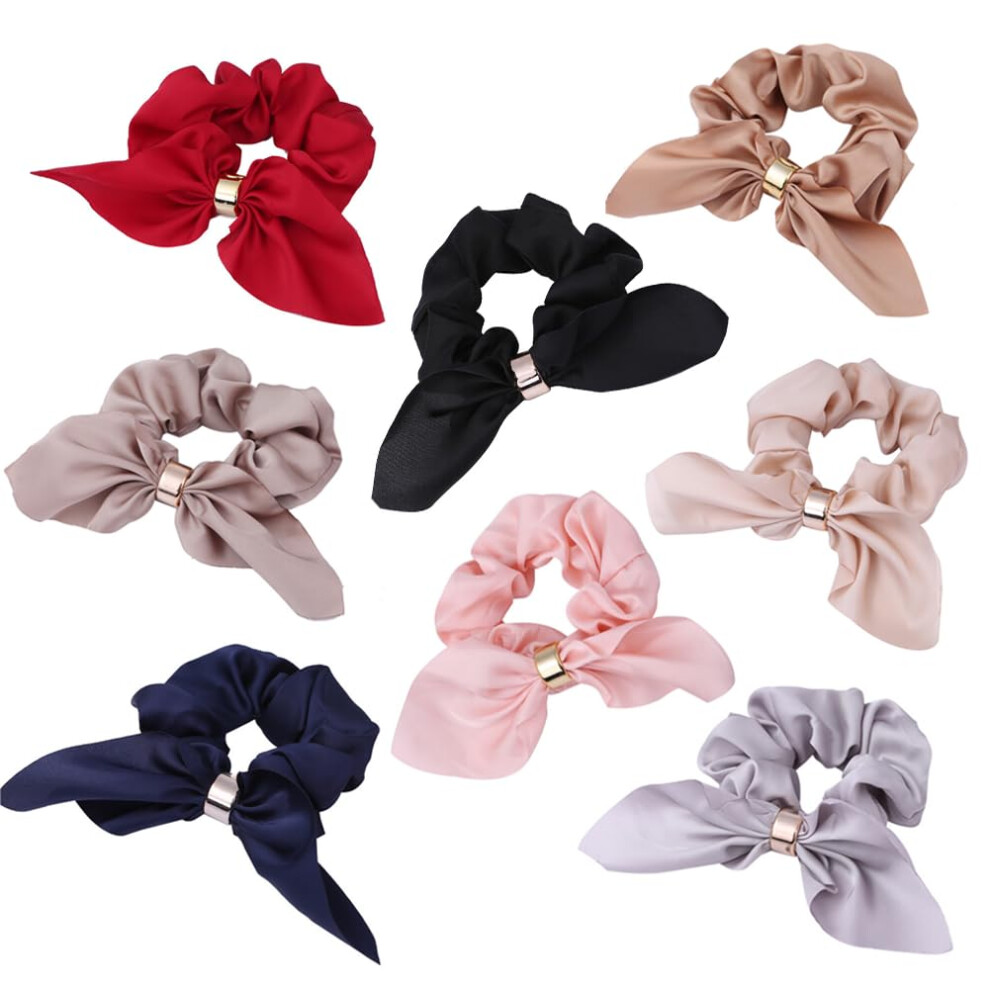 Xiwstar 8 Elastici Per Capelli Con Orecchie Di Coniglio, Elastici Per Capelli In Tinta Unita, Elastici Per Capelli, Corde Per Coda Di Cavallo, Per Donne E Ragazze-image