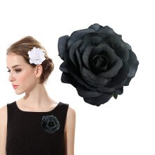 Black Rose Flower Hair Clips Flower Brooch Pin Up Mexican Flamenco Dancer Fabric Flowers Headwear Barrette Styling Tools Accessories for Women Girls