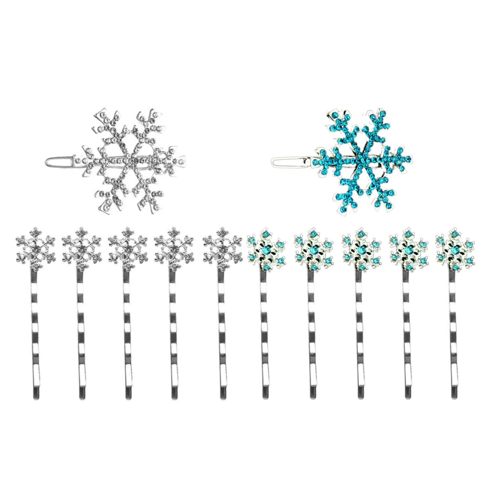 Taoranju 12 Pcs Bobby Pins Christmas Snowflake Hair Clips Wedding Hair Pins Bridal Hair Accessories Hair Buckle Barrettes For Girls Women