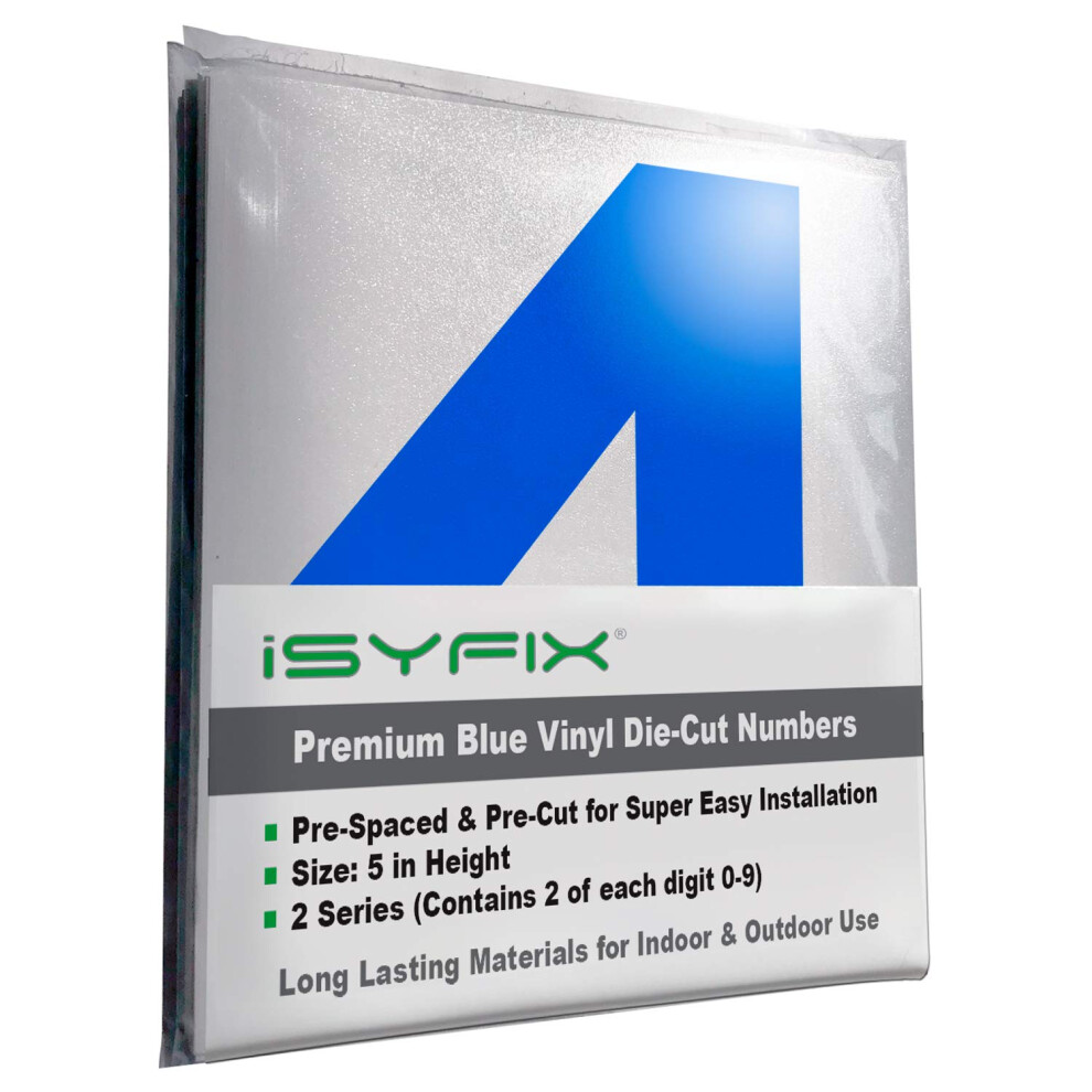 Isyfix Blaue Vinyl-Zahlenaufkleber, 12,7 Cm, Selbstklebend (2 Sets) Premium-Aufkleber, Gestanzt Und Mit Voreingestelltem Abstand, F R Briefkast-image