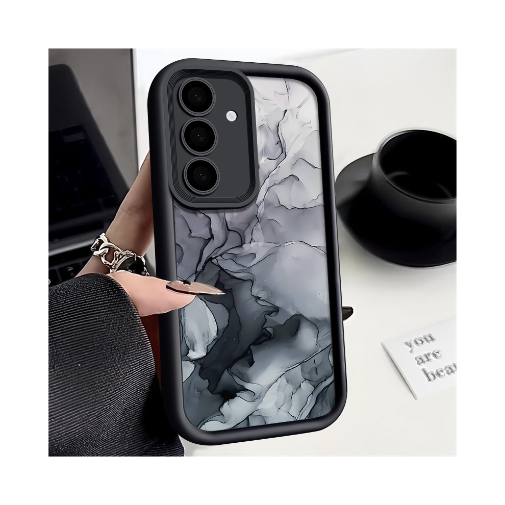 (A408 For Samsung S21) Marble Case For Samsung Galaxy S24 S23 S22 S25 Ult Black 931288510960