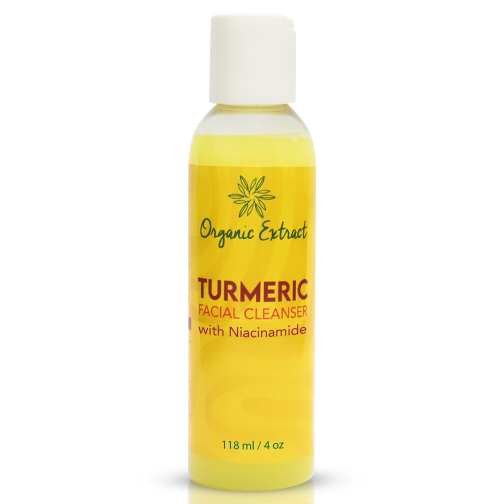 Organic Extract Turmeric Facial Cleanser - 4 Fl Oz / 118 Ml - Gentle Face Cleanser For Dull Acne Prone Skin - Exfoliating Daily Facial Cleanser For
