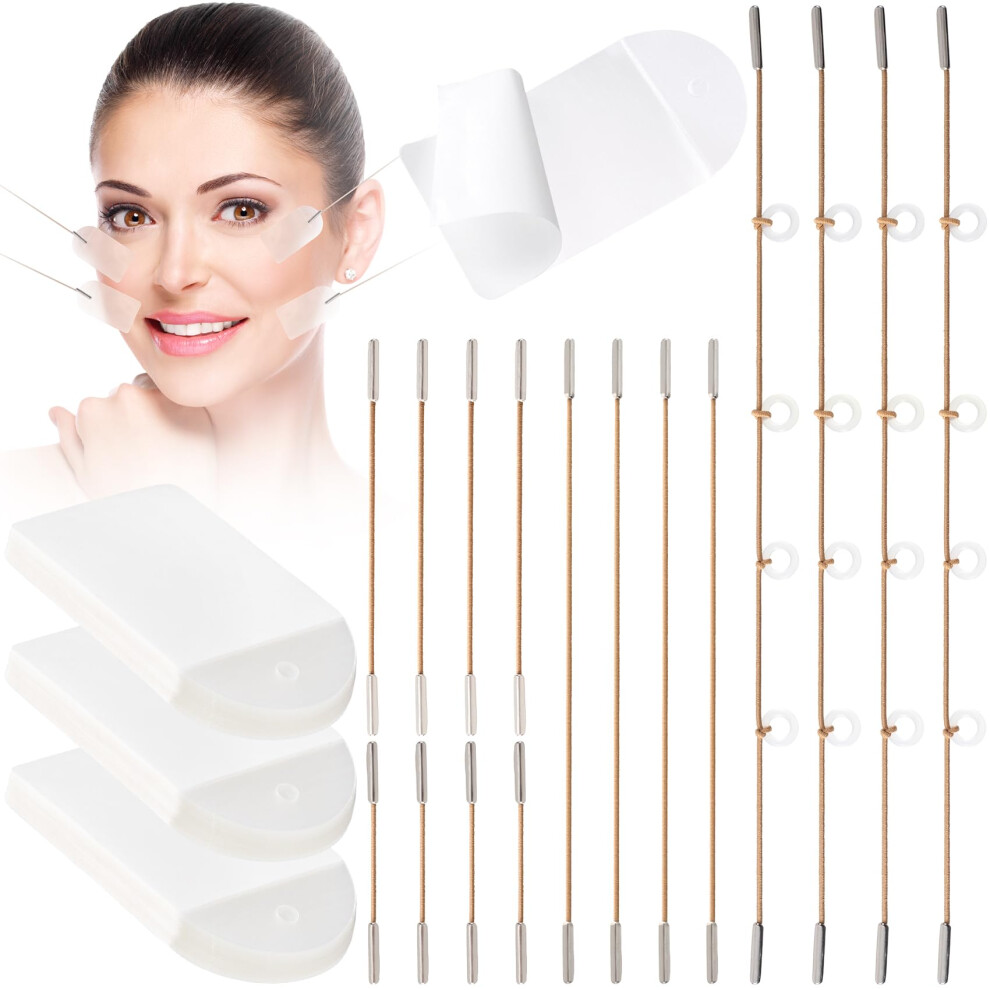 Pagow 40Pcs Face Tape Lifting With 8Pcs Lifting String Instant Adhesive Face Lift Tape Invisible For Sagging Skin Neck Double Chin Eye Wrinkles Wate