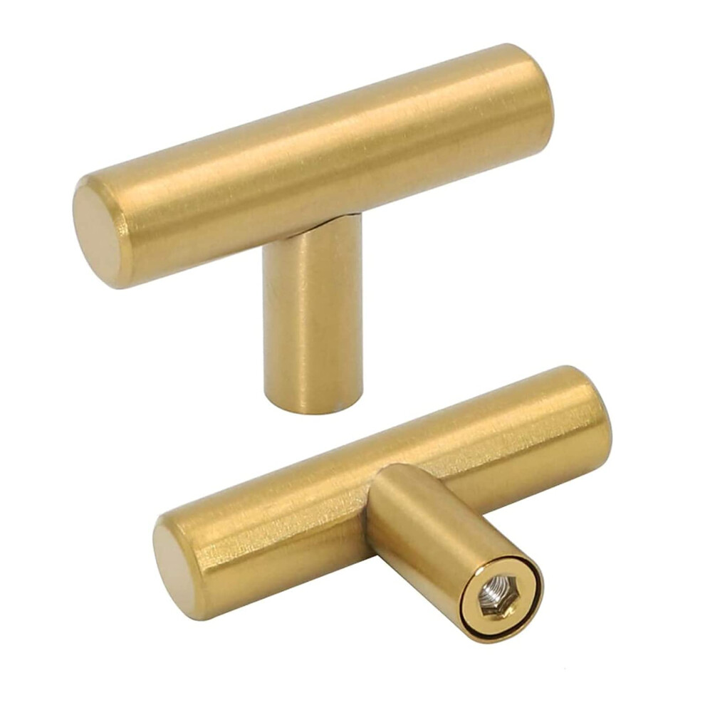 Goldenwarm 15Pcs Brushed Brass Single Bar Cabinet Cupboard Drawer Door Handle Pull Knob For Furniture Kitchen Hardware Overall Length 2In 718924620067