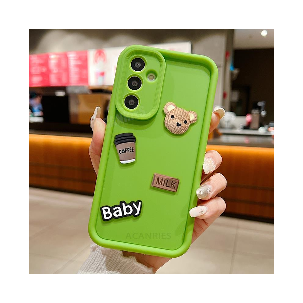 (Baby A25 5G) A 54 34 14 Cute 3D Bear Liquid Silicone Case For S Green 931288505553