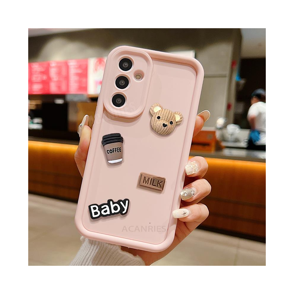 (Baby Light A25 5G) A 54 34 14 Cute 3D Bear Liquid Silicone Case For S Pink 931288506024