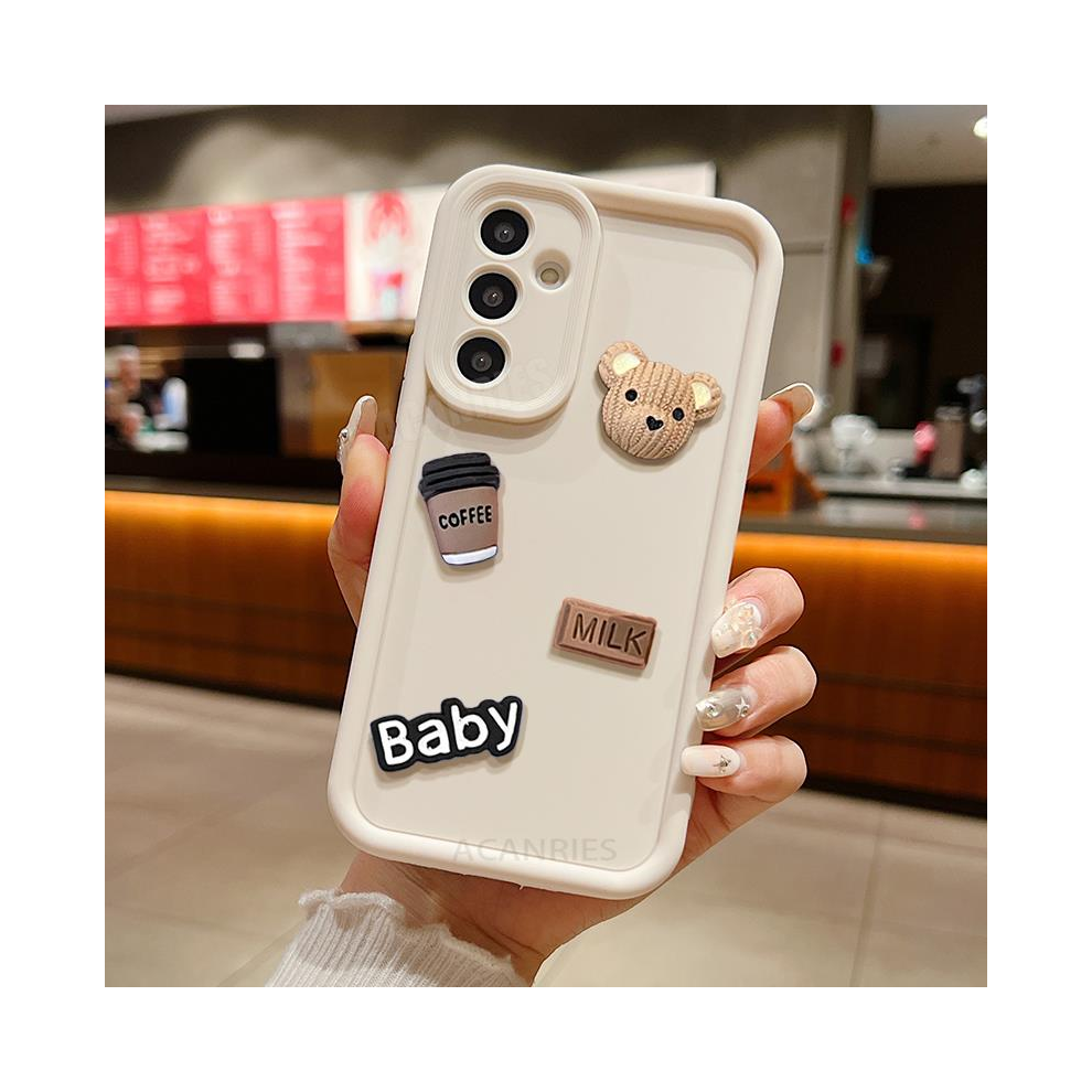 (Baby A25 5G) A 54 34 14 Cute 3D Bear Liquid Silicone Case For S White 931288506291