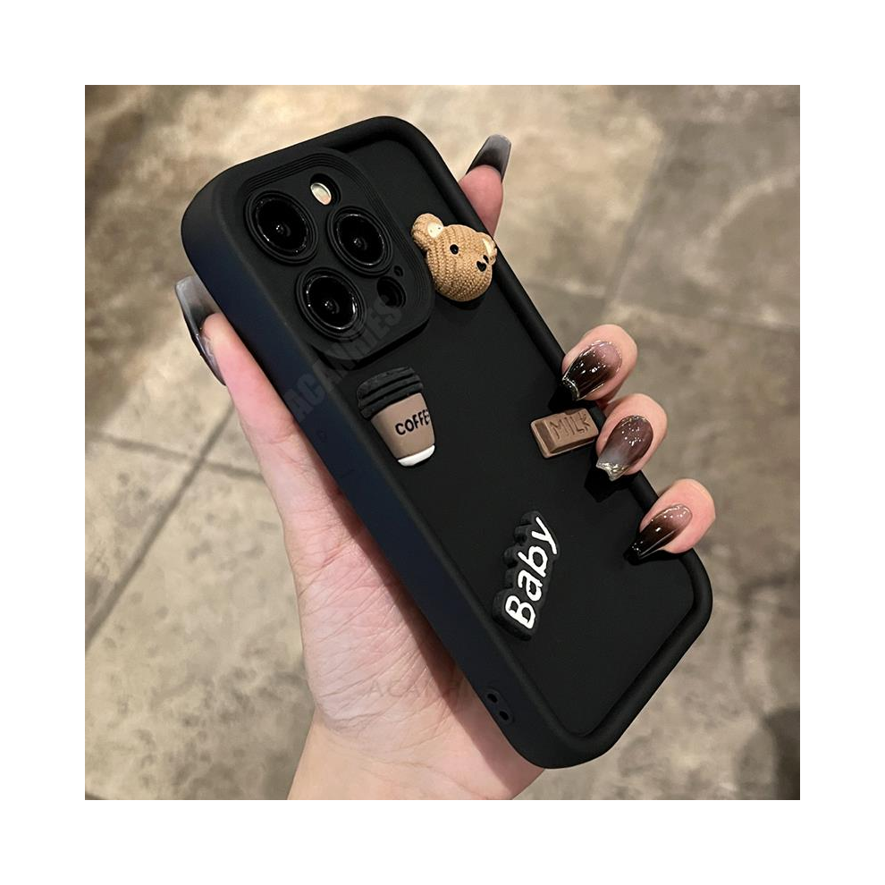 (Baby A25 5G) A 54 34 14 Cute 3D Bear Liquid Silicone Case For S Black 931288507717